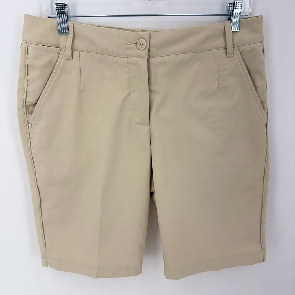 Puma Golf Shorts Womens 8 Khaki Tan dryCELL Performance Bermuda 568359